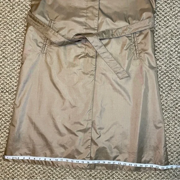 Vintage 80s Windsor Bay Belted Balloon Sleeve Trench Coat - Iridescent Champagne - Picture 9 of 16